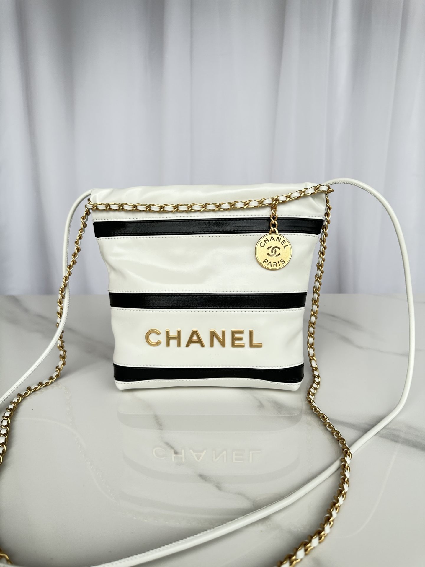 CHANEL 22 Mini Handbag White & Black