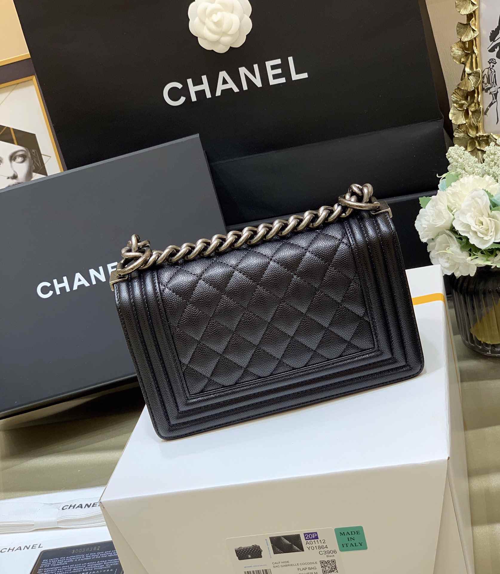 CHANEL Small Boy Handbag Black & Ruthenium-Finish Metal