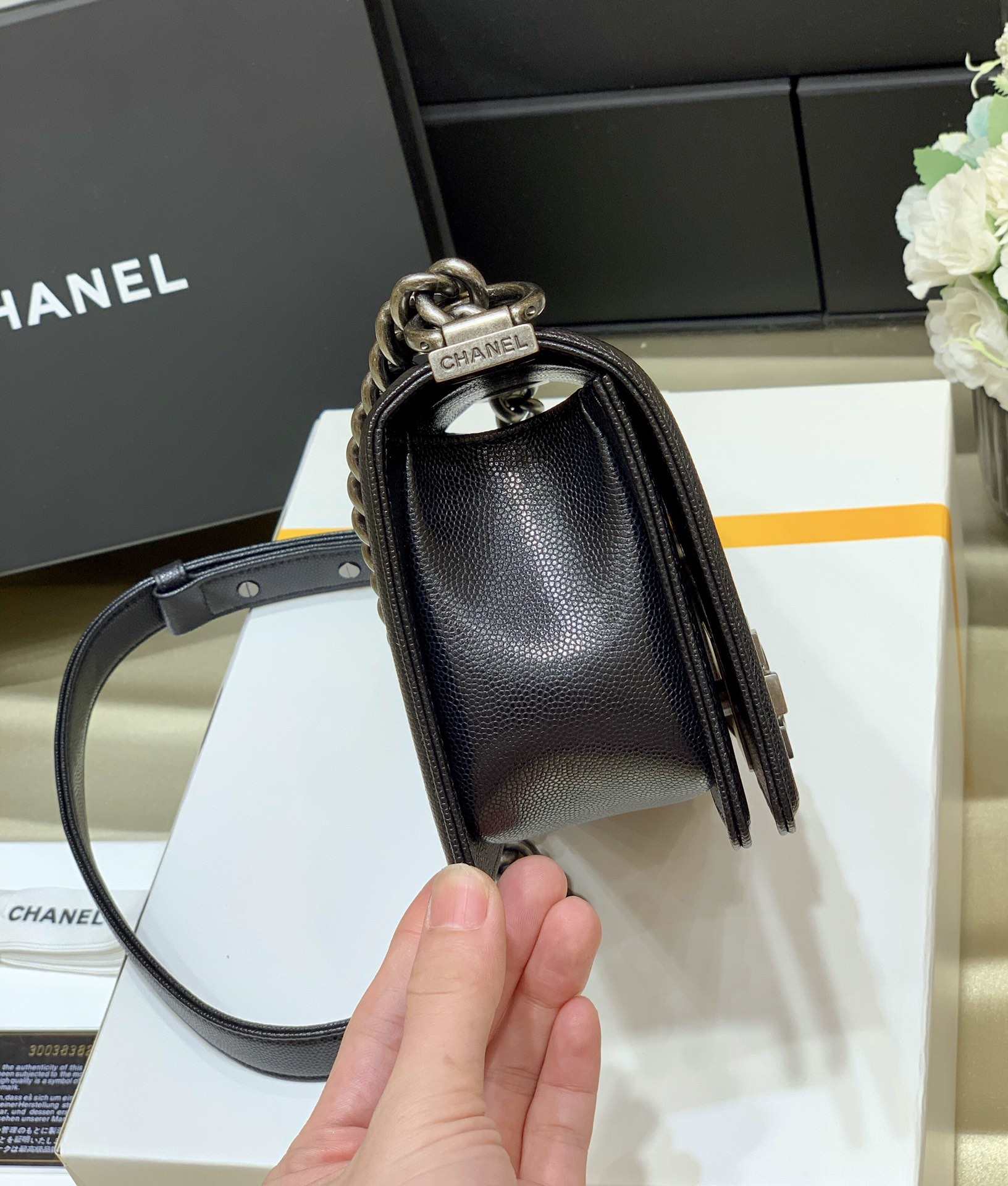 CHANEL Small Boy Handbag Black & Ruthenium-Finish Metal