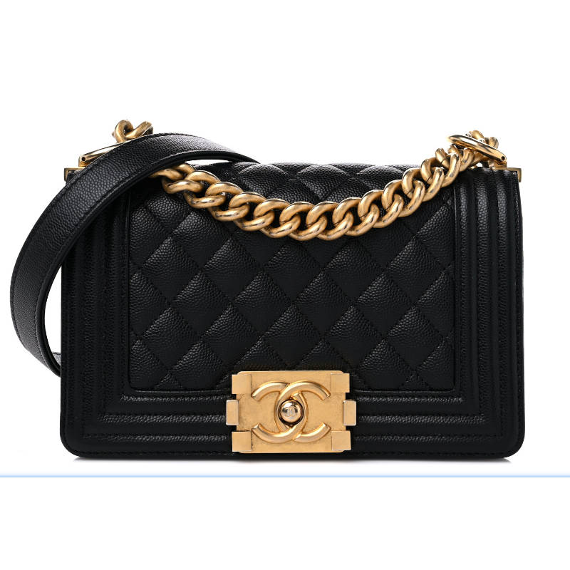 CHANEL Small Boy Handbag Black & Gold-tone Metal