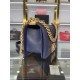 CHANEL Small Boy Handbag Navy Blue & Gold-tone Metal