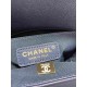 CHANEL Small Boy Handbag Navy Blue & Gold-tone Metal