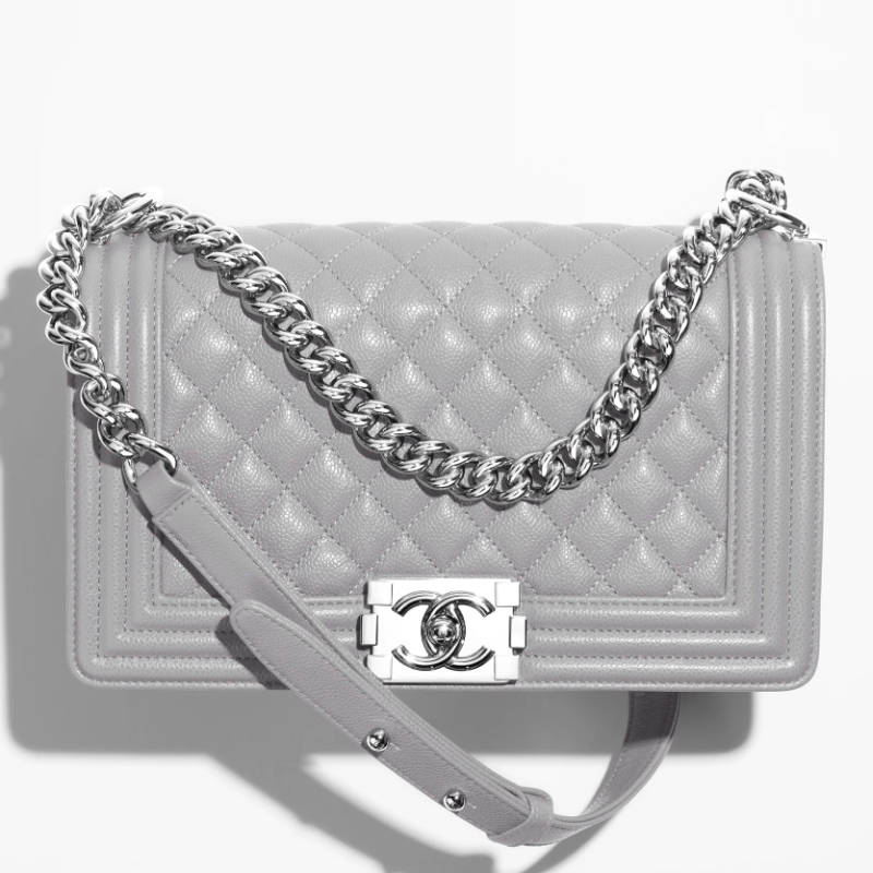 CHANEL Boy Handbag Gray