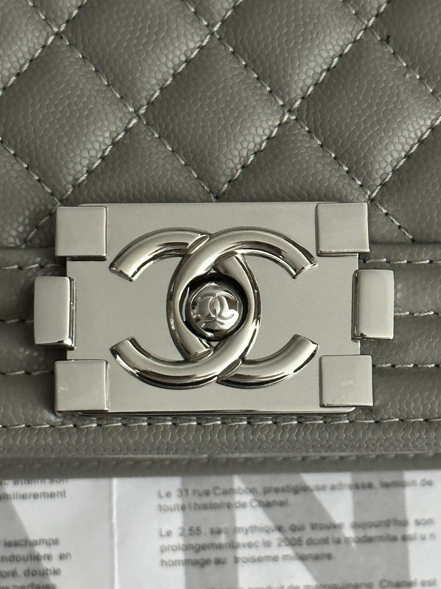 CHANEL Boy Handbag Gray