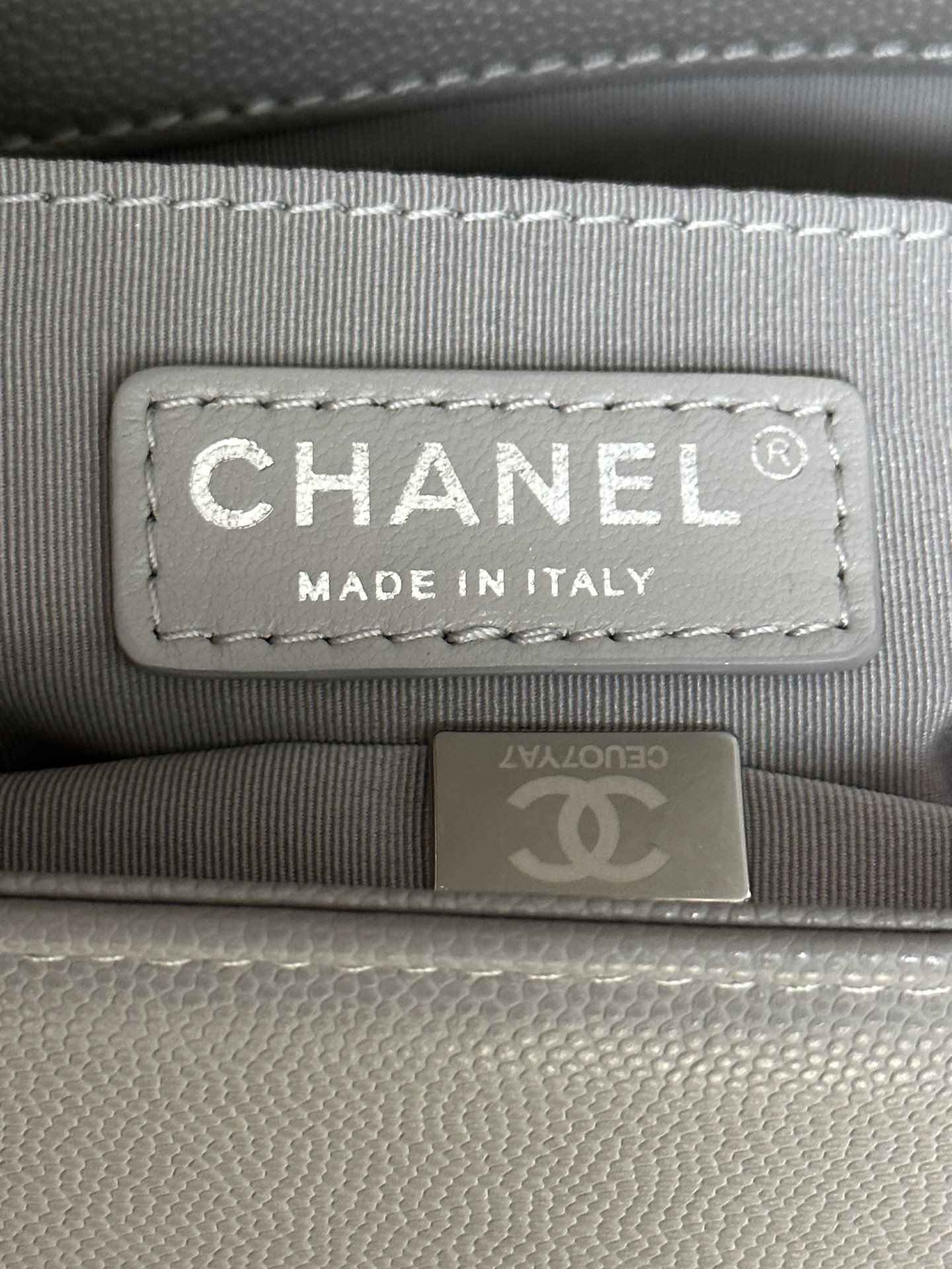 CHANEL Boy Handbag Gray