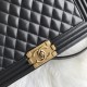 CHANEL Large Boy Handbag Black & Gold-tone Metal