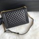 CHANEL Large Boy Handbag Black & Gold-tone Metal