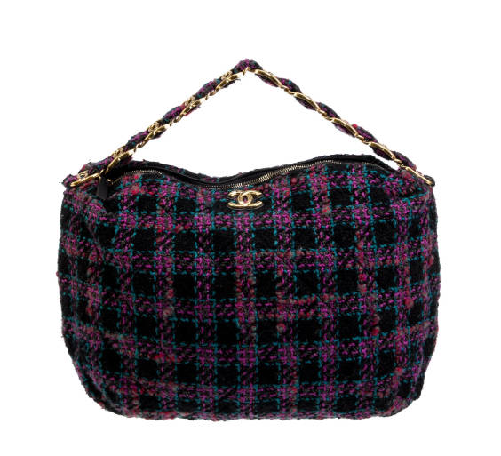 CHANEL Tweed Hobo Maix  Travel Bag purple