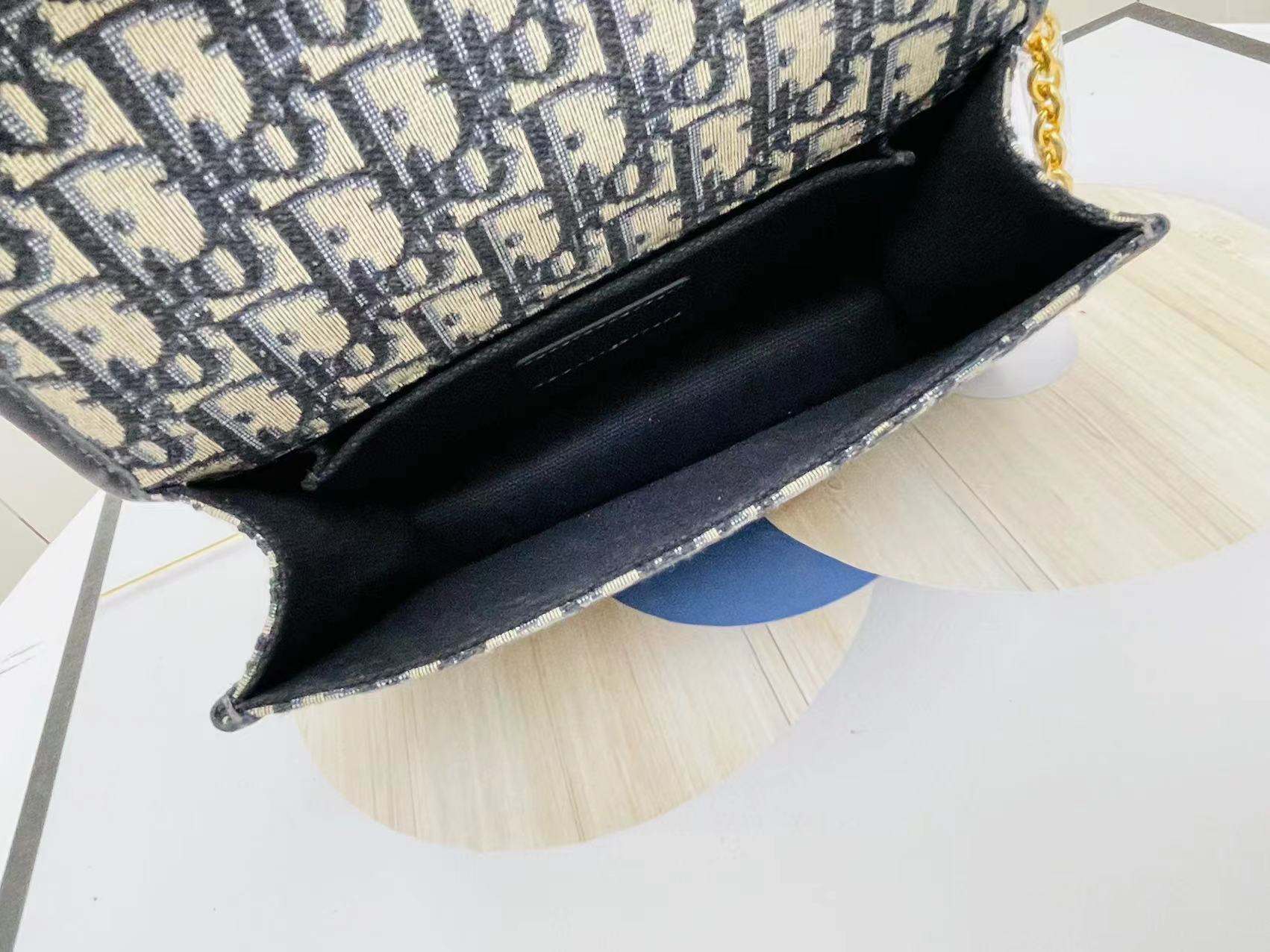 DIOR 30 Montaigne Chain Bag Blue Dior Oblique Jacquard