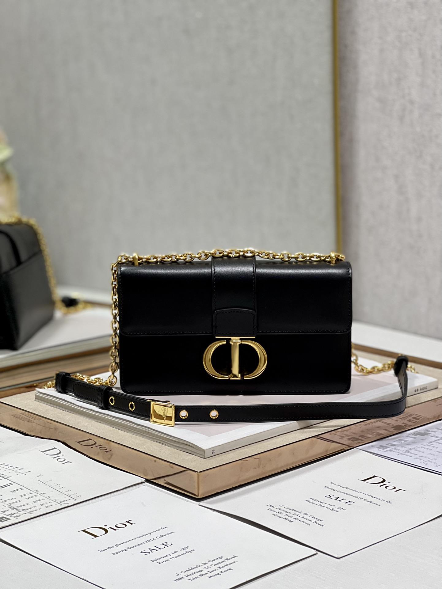 DIOR 30 Montaigne East-West Bag with Chain Black