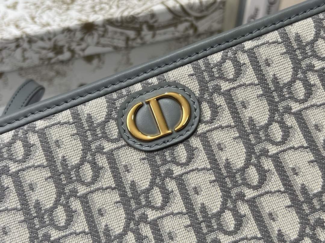 DIOR 30 Montaigne Dea Pouch Gray Dior Oblique Jacquard