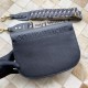 DIOR Large Dior Bobby Bag Black Grained Calfskin with Blue Dior Oblique Embroidered Shoulder Strap