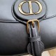 DIOR Large Dior Bobby Bag Black Calfskin with Blue Dior Oblique Embroidered Shoulder Strap