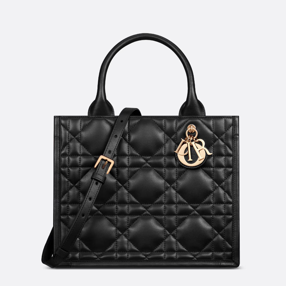 DIOR Small Book Tote Black Leather