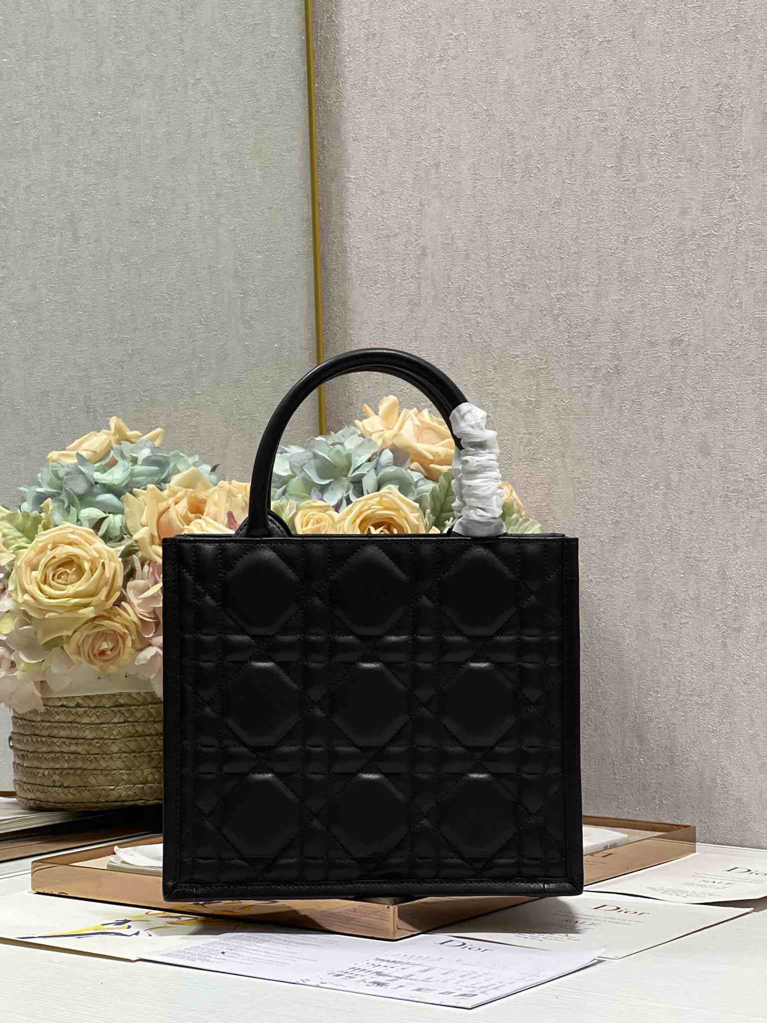 DIOR Small Book Tote Black Leather