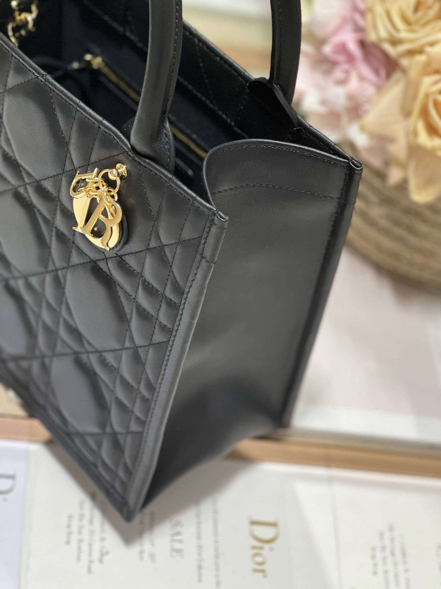 DIOR Small Book Tote Black Leather