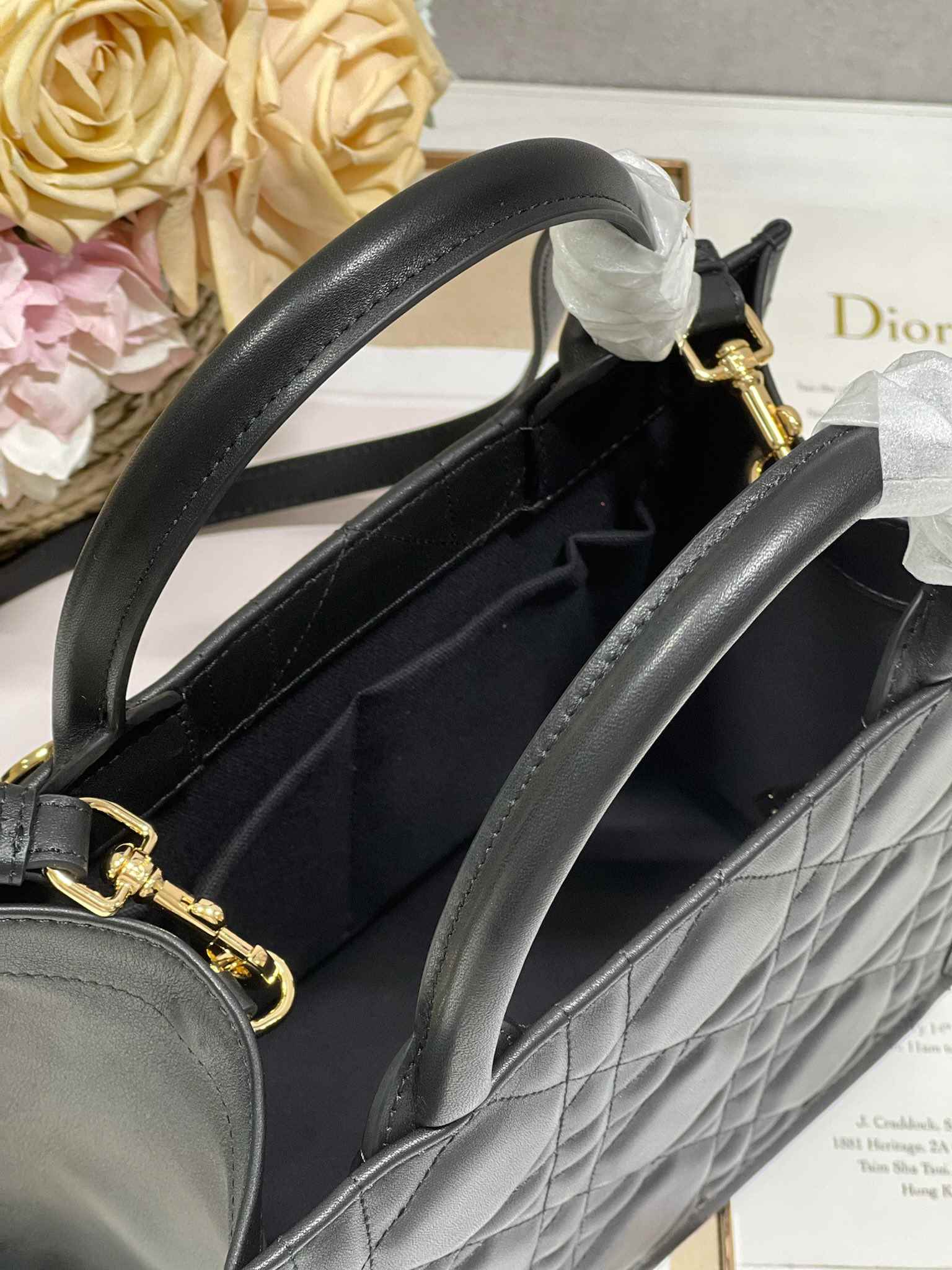 DIOR Small Book Tote Black Leather