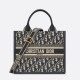 DIOR Small Book Tote Blue Dior Oblique Embroidery and Calfskin