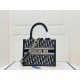 DIOR Small Book Tote Blue Dior Oblique Embroidery and Calfskin