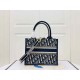 DIOR Small Book Tote Blue Dior Oblique Embroidery and Calfskin