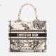 DIOR Small Book Tote Latte and Black Toile de Jouy Zodiac Embroidery 