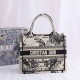 DIOR Small Book Tote Latte and Black Toile de Jouy Zodiac Embroidery 