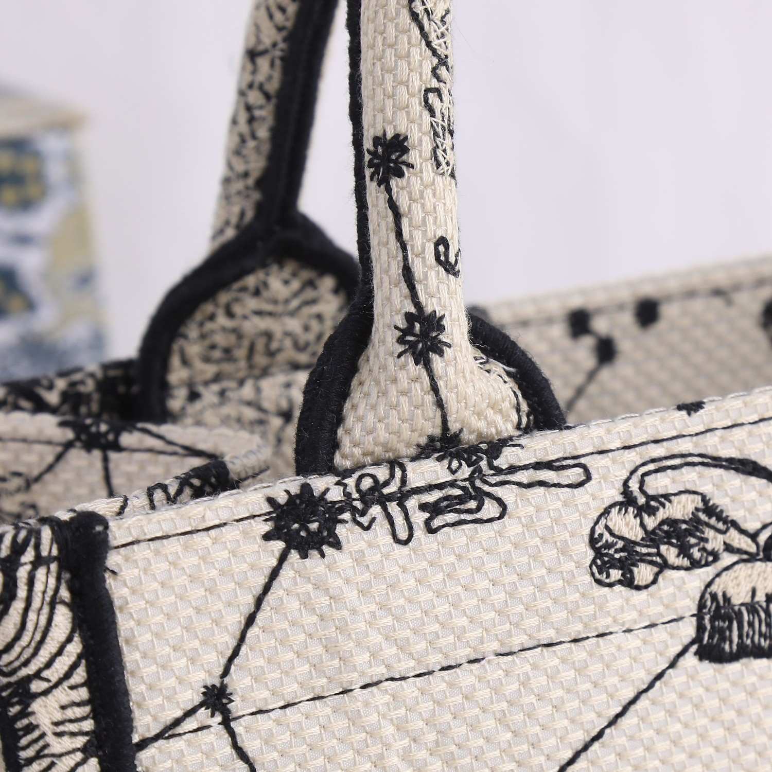 DIOR Small Book Tote Latte and Black Toile de Jouy Zodiac Embroidery 