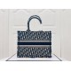 DIOR Medium Book Tote Ecru and Blue Dior Oblique Embroidery