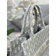 DIOR Medium Book Tote Ecru and Gray Dior Oblique Embroidery