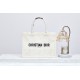 DIOR Medium Book Tote White Toile de Jouy Soleil Macramé Embroidery