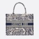 DIOR Medium Book Tote Ecru and Blue Toile de Jouy Embroidery