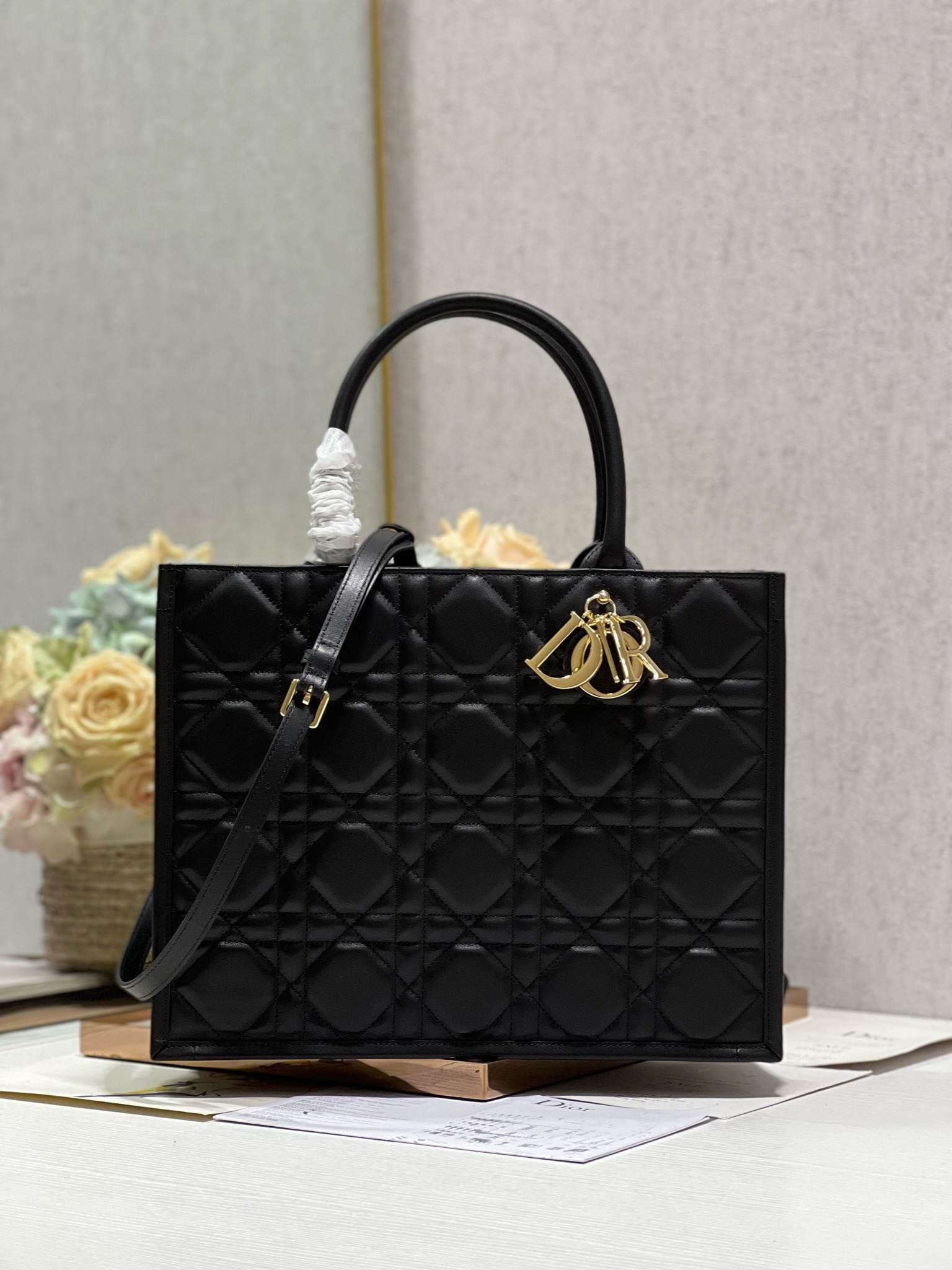 DIOR Medium Book Tote Black Leather