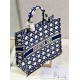 DIOR Large Book Tote Beige and Blue Macrocannage Embroidery