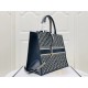 DIOR Large Book Tote  Blue Dior Oblique Embroidery and Calfskin