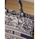 DIOR Large Book Tote Ecru and Blue Toile de Jouy Embroidery