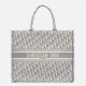 DIOR Large Book Tote Ecru and Gray Dior Oblique Embroidery