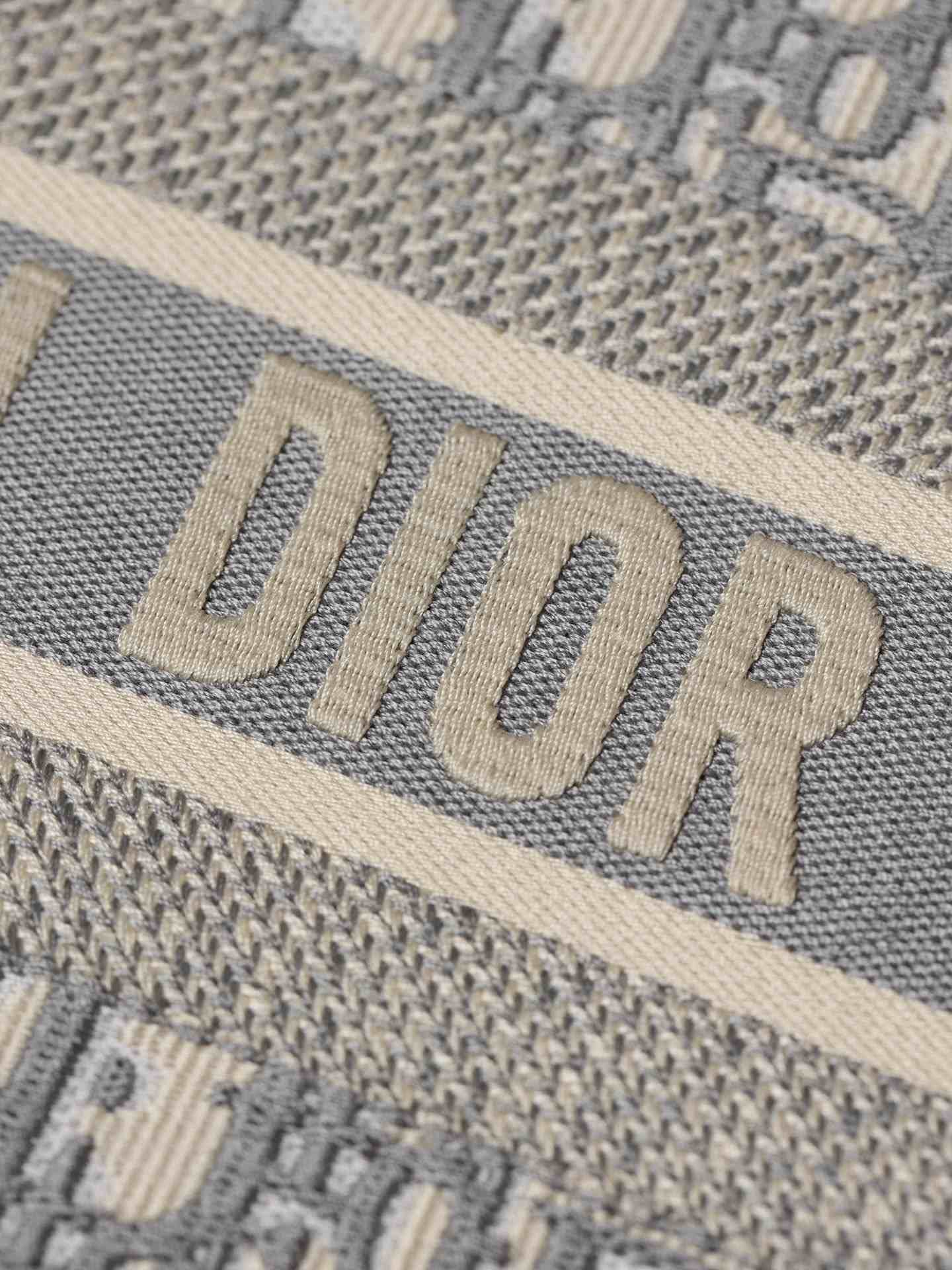 DIOR Large Book Tote Ecru and Gray Dior Oblique Embroidery