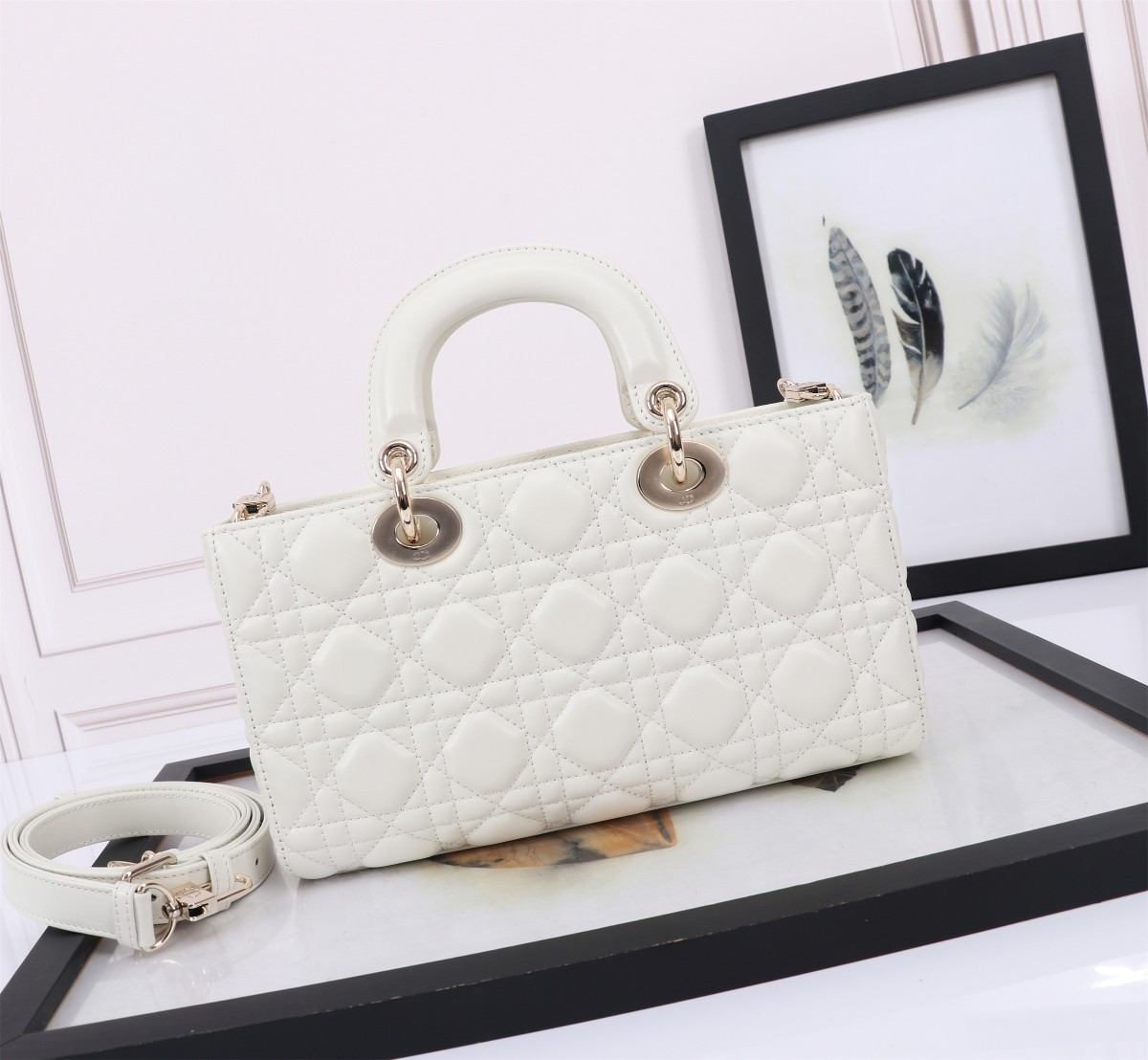 DIOR Medium Lady D-Joy Bag Latte