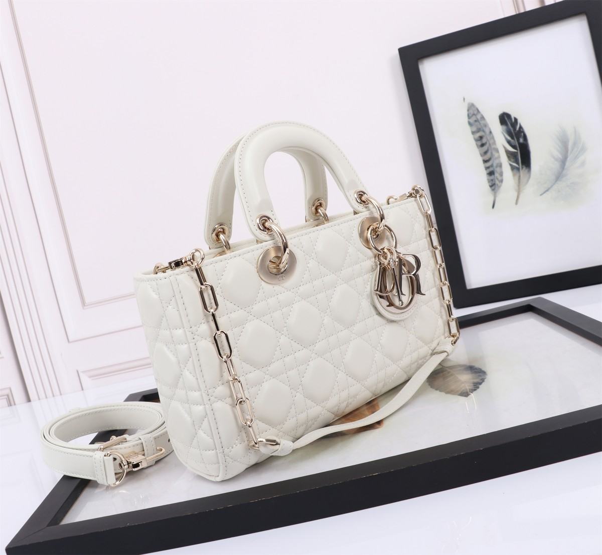 DIOR Medium Lady D-Joy Bag Latte