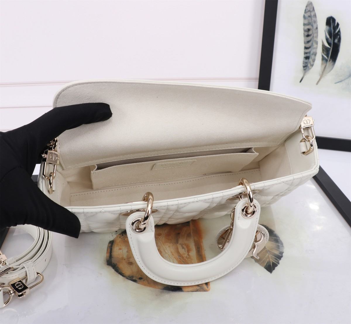 DIOR Medium Lady D-Joy Bag Latte