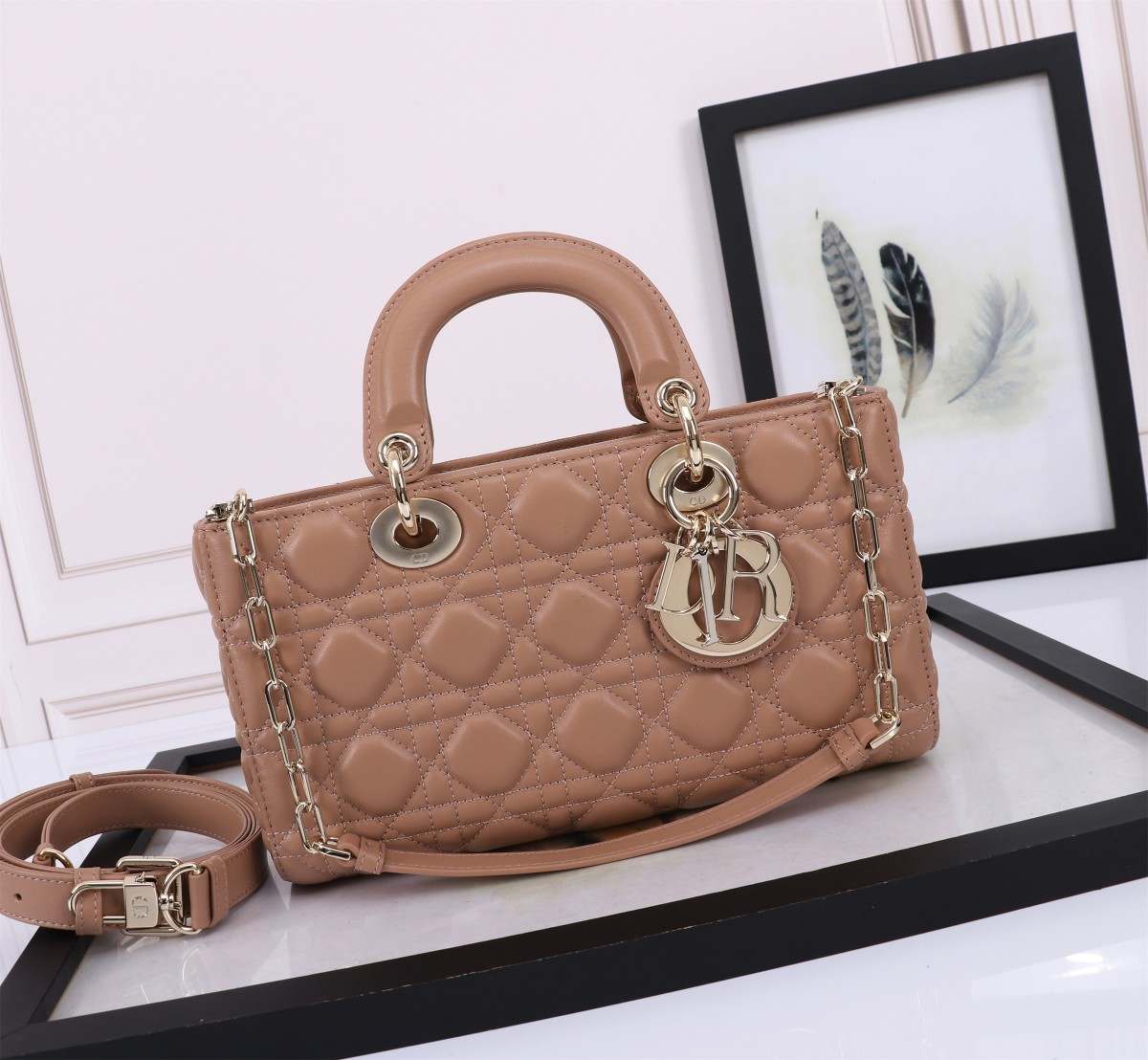 DIOR Medium Lady D-Joy Bag Warm Taupe