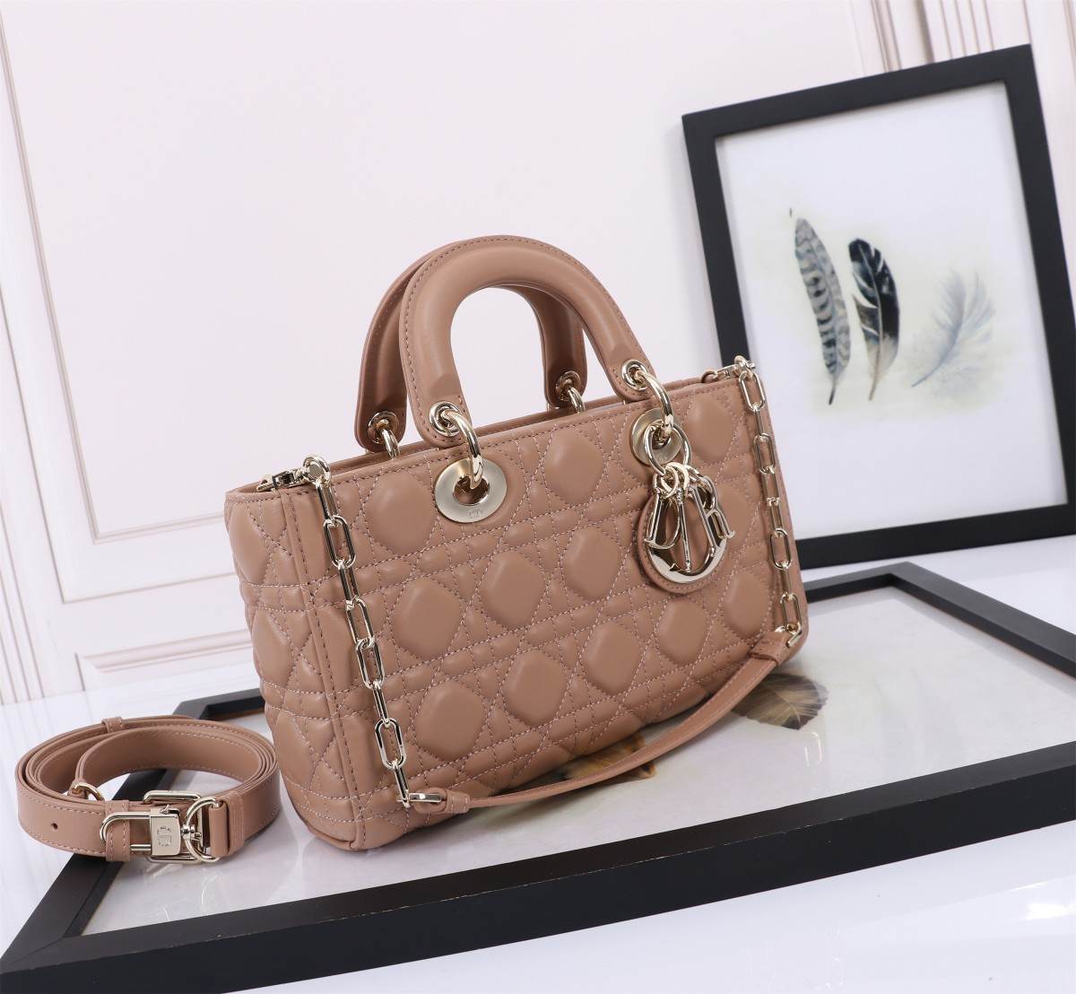 DIOR Medium Lady D-Joy Bag Warm Taupe