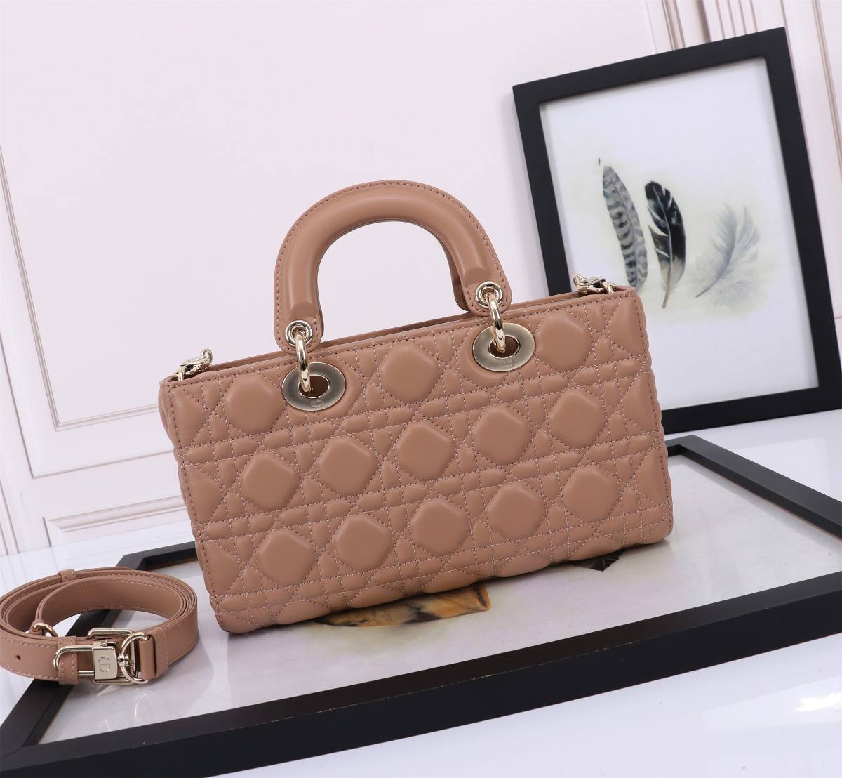 DIOR Medium Lady D-Joy Bag Warm Taupe