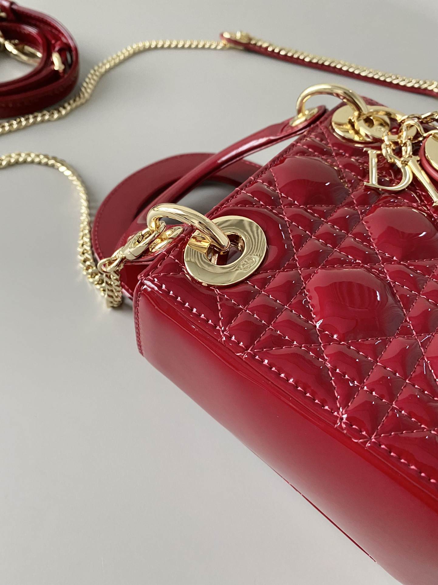 DIOR Mini Lady Dior Bag Cherry Red Patent