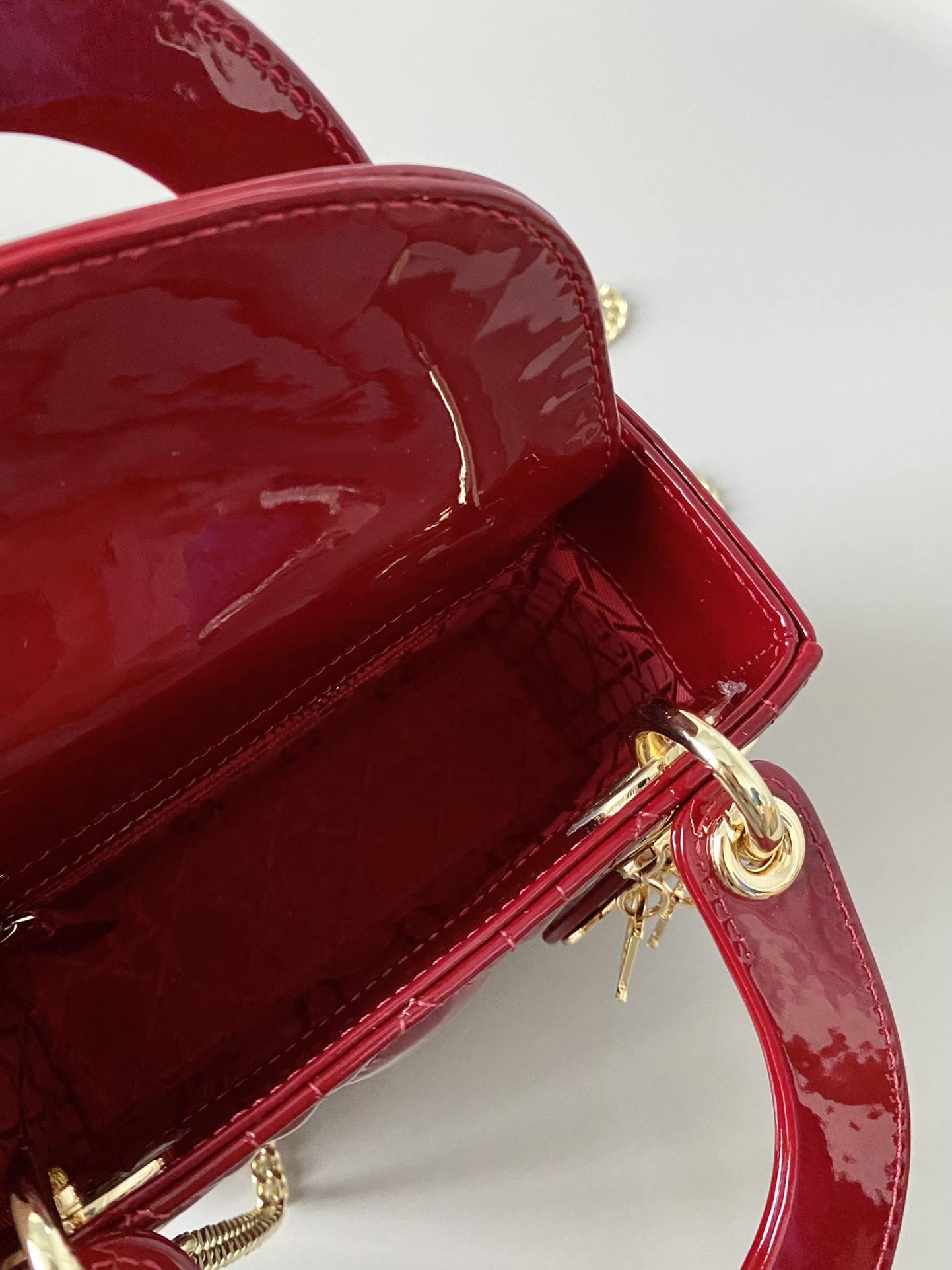 DIOR Mini Lady Dior Bag Cherry Red Patent