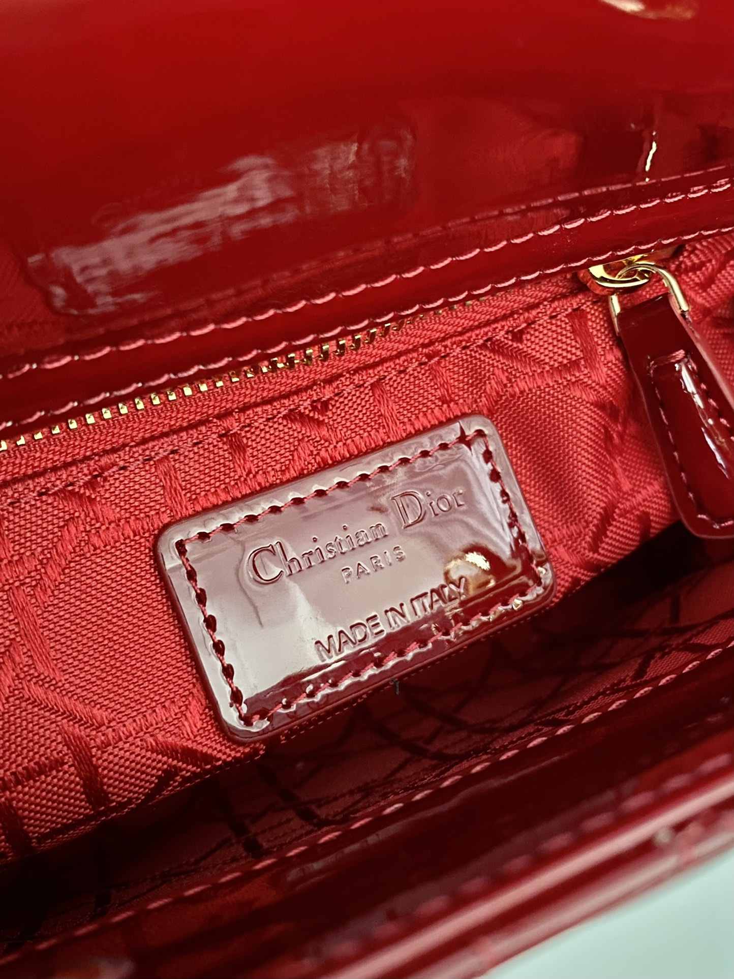 DIOR Mini Lady Dior Bag Cherry Red Patent