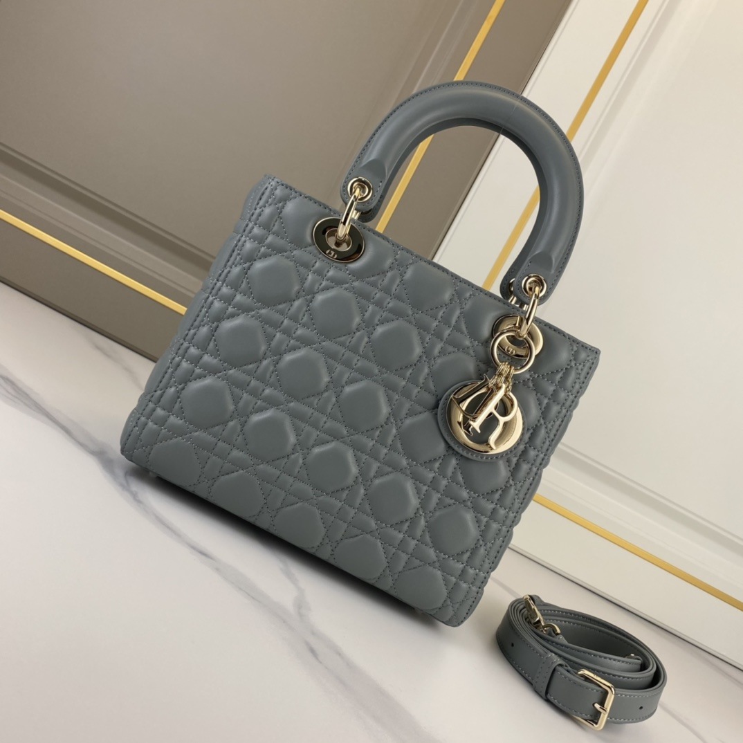 DIOR Medium Lady Dior Bag Stone Gray