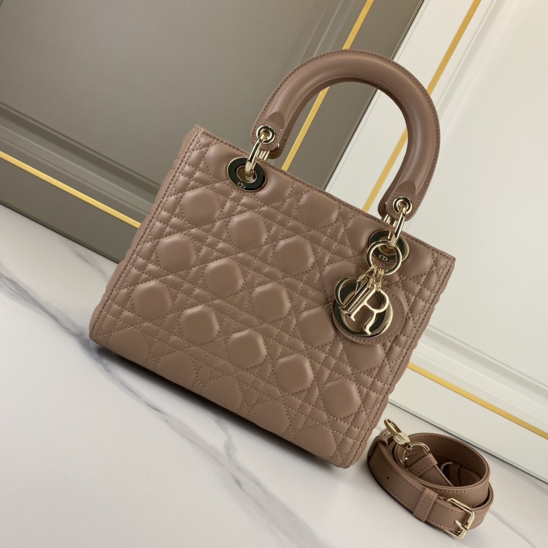 DIOR Medium Lady Dior Bag Warm Taupe