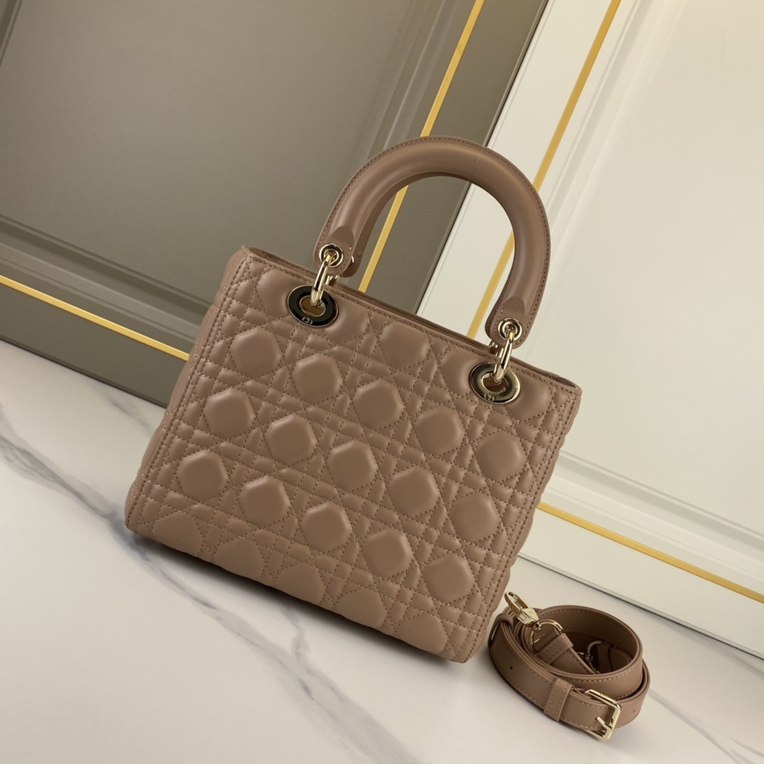 DIOR Medium Lady Dior Bag Warm Taupe