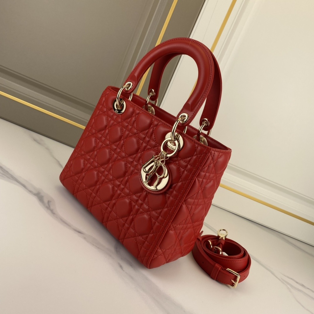 DIOR Medium Lady Dior Bag Amaryllis Red